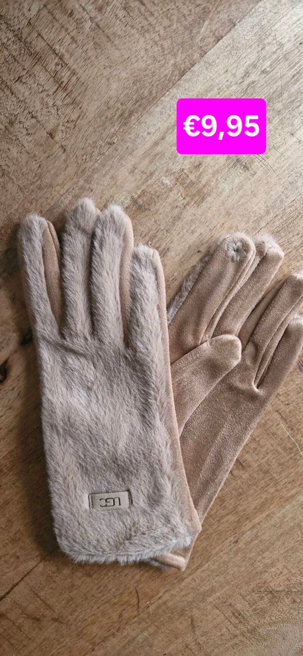 Fluffy winter handschoenen bruin