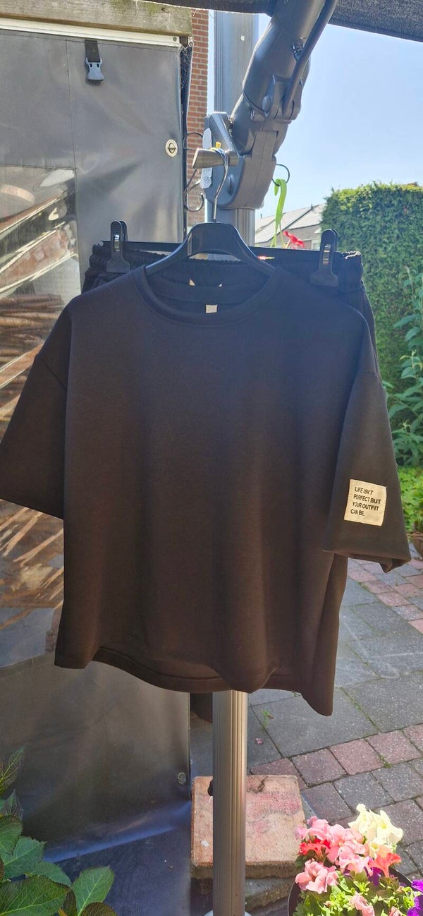 Comfy set met korte broek zwart