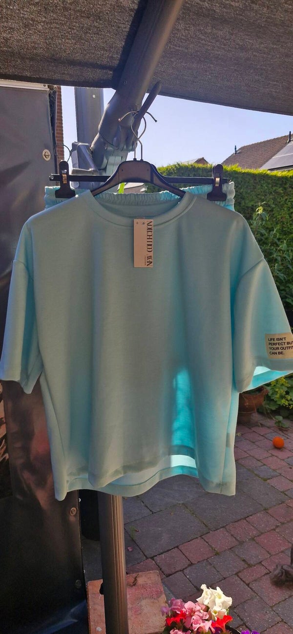 Comfy set met korte broek mint
