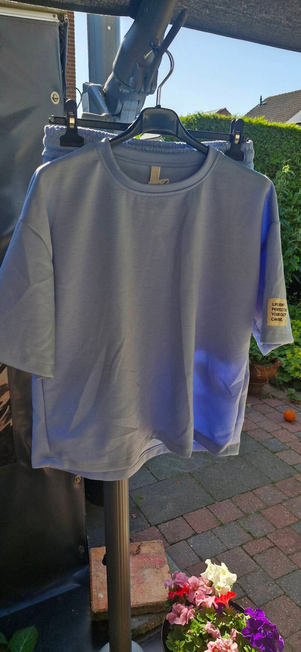 Comfy set met korte broek babyblauw