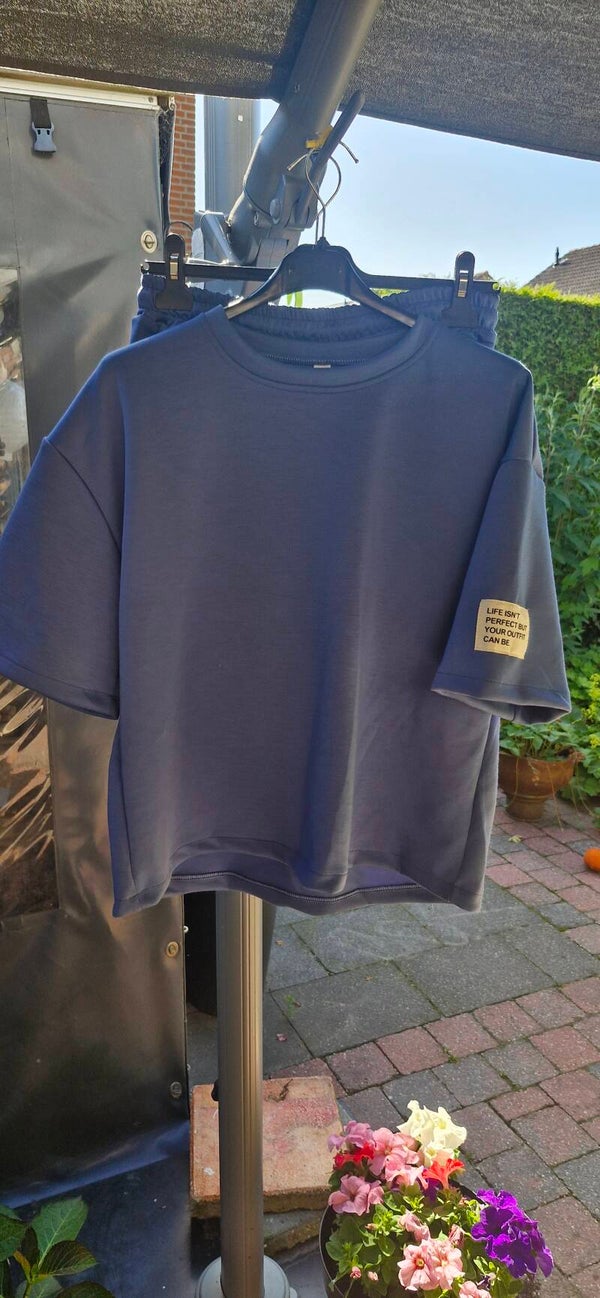 Comfy set met korte broek blauw