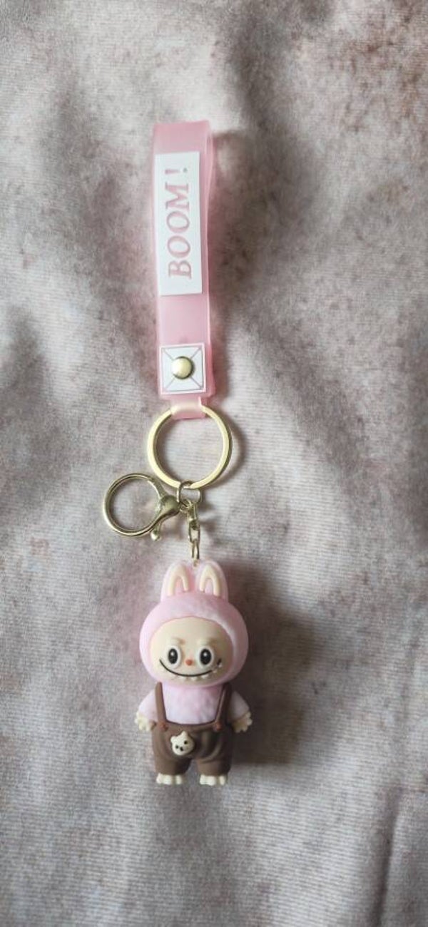 Lafufu sleutelhanger roze/bruin