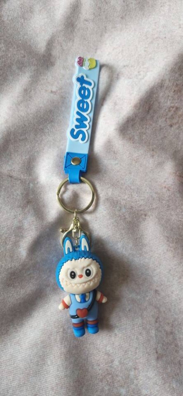 Sleutelhanger Lafufu blauw/hartje