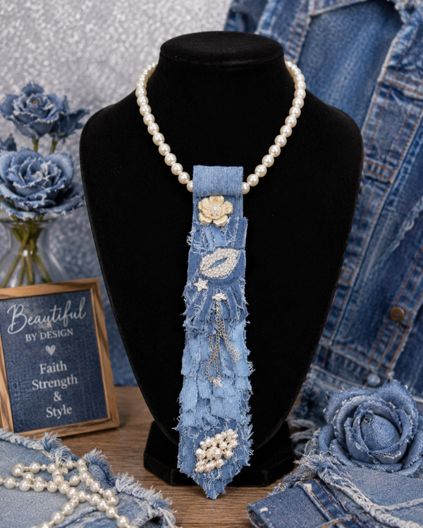 Denim neck tie