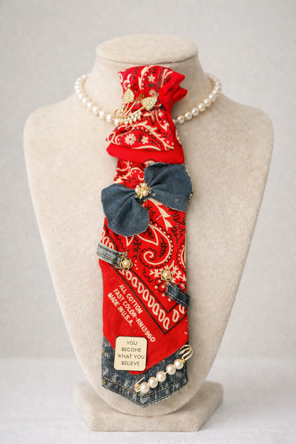 Red handkerchief with denim