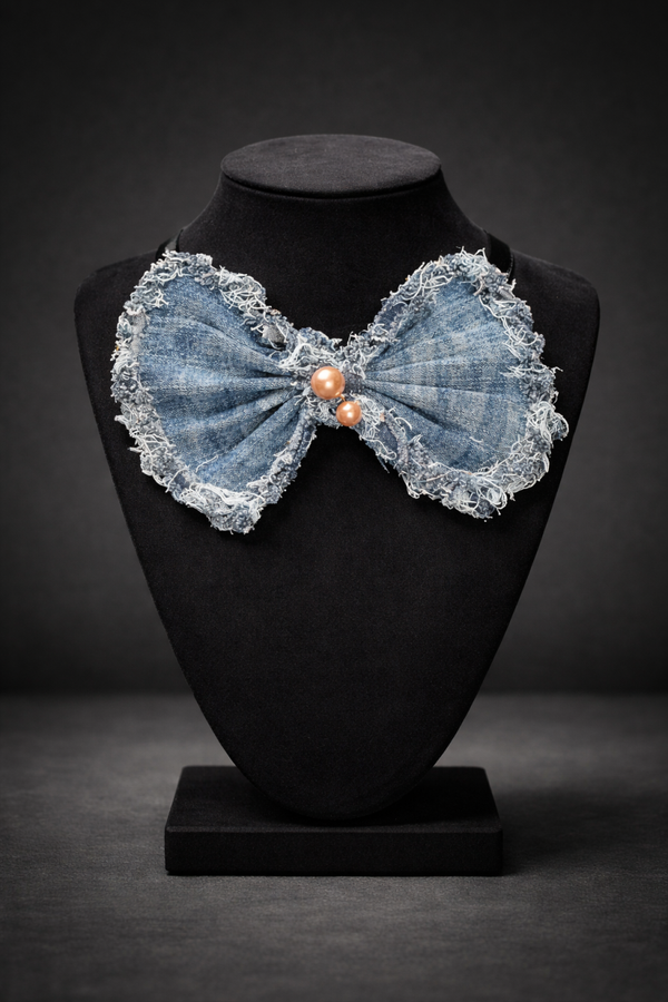 Denim bow tie