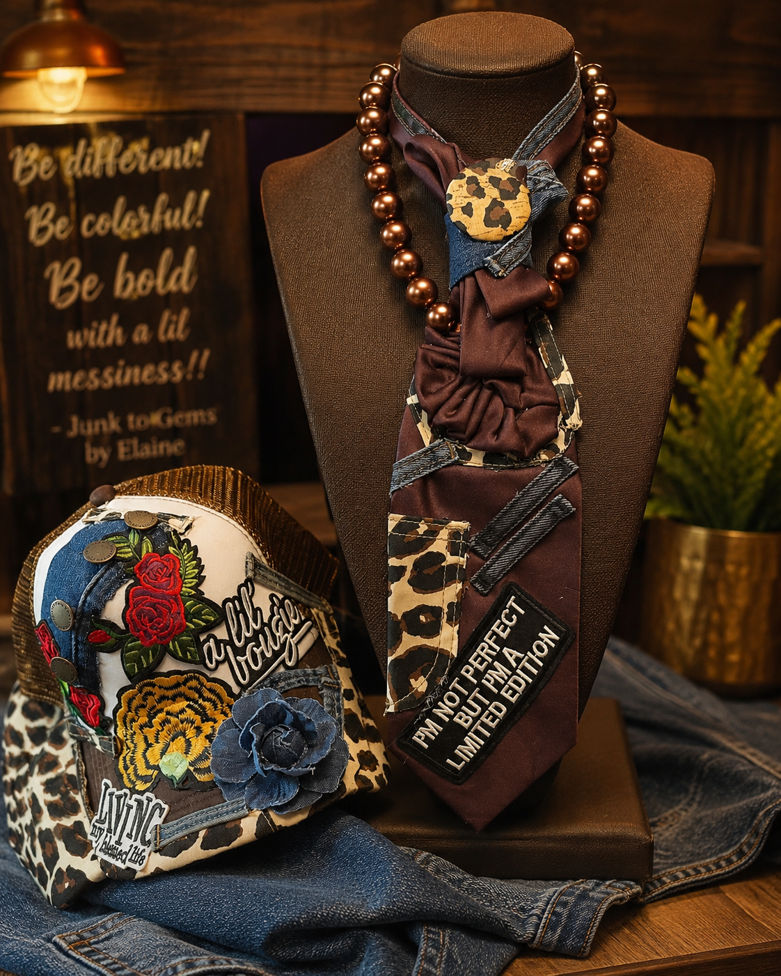 Bougie hat and tie combo
