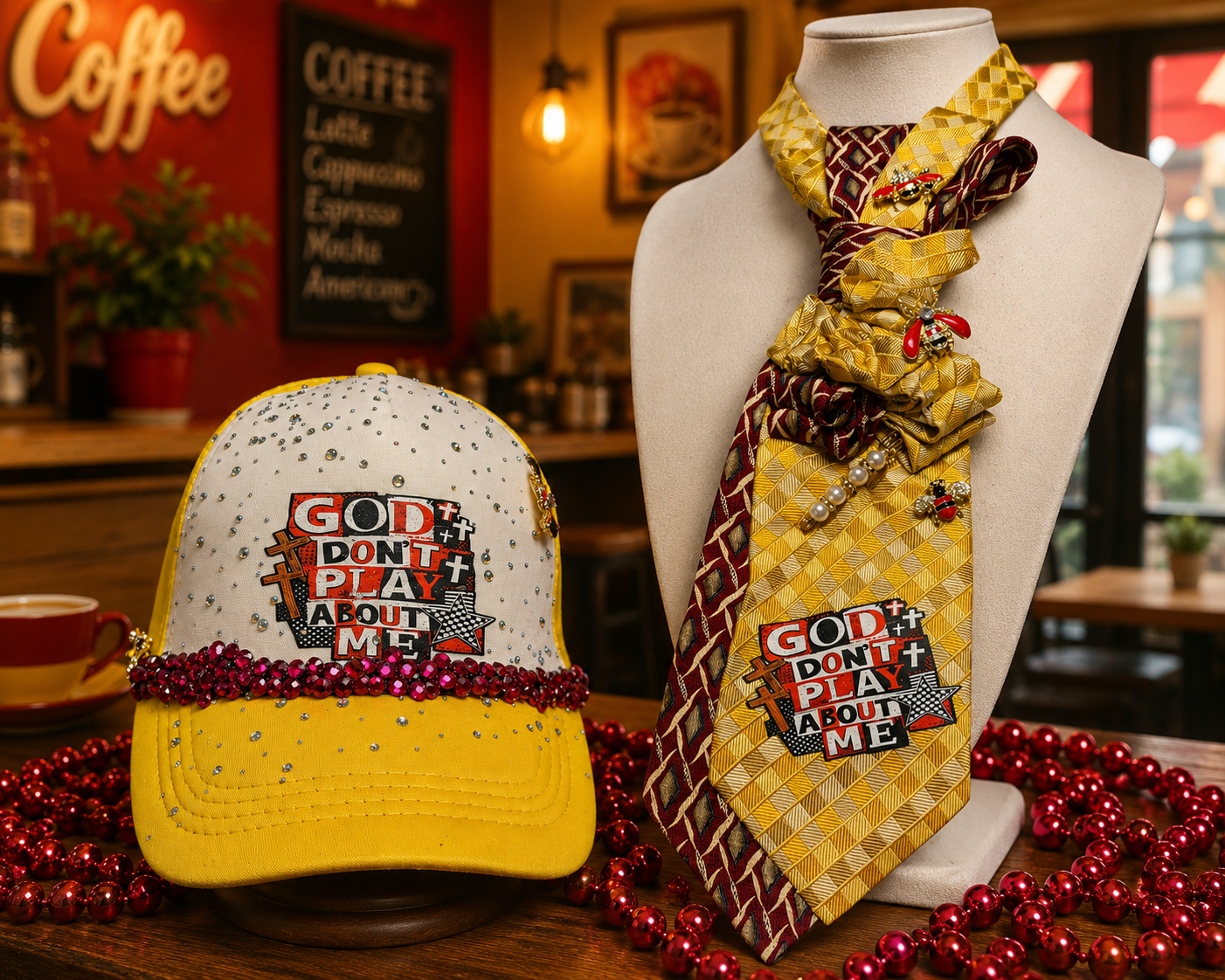 Faith based hat and tie combo