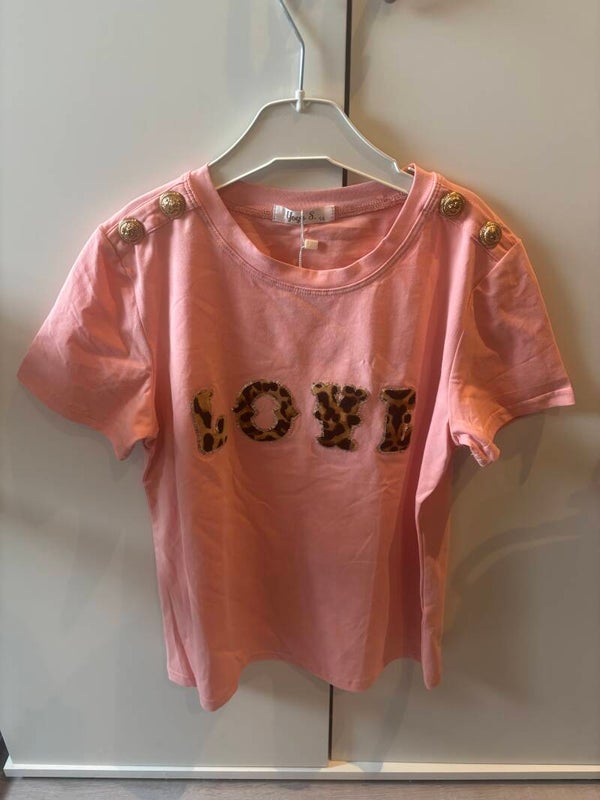 T-shirt Love Roze