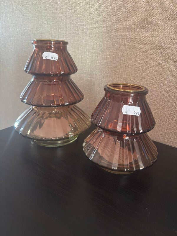 Glazen lantaarn Spar Brown/Rood