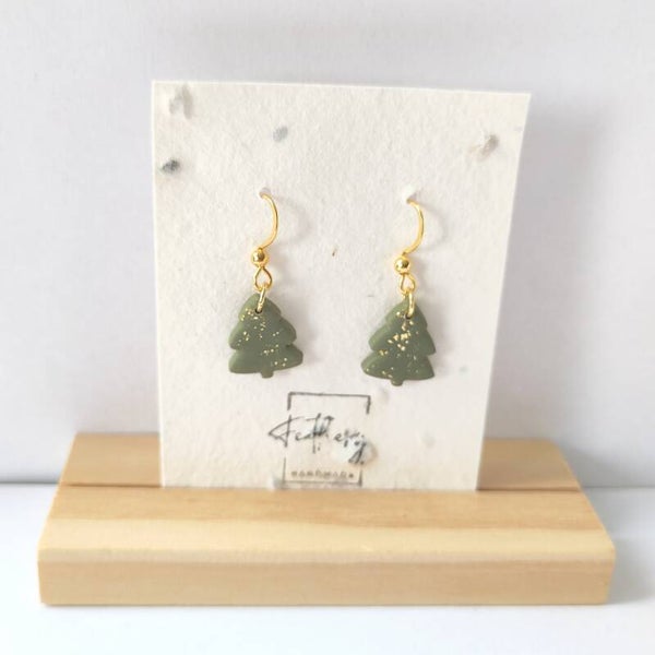 Kleine kerstboom hanger - forest green goud