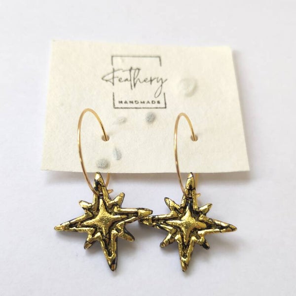 Ster hoops - zwart en goud