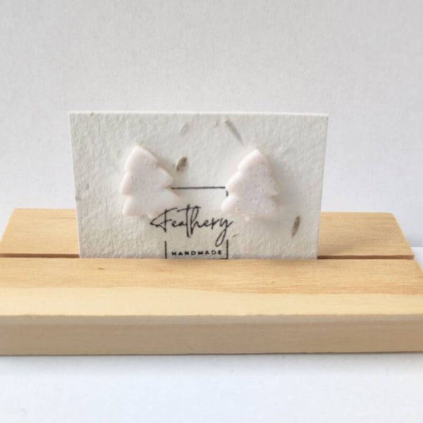 Kerstboom studs - glitter wit