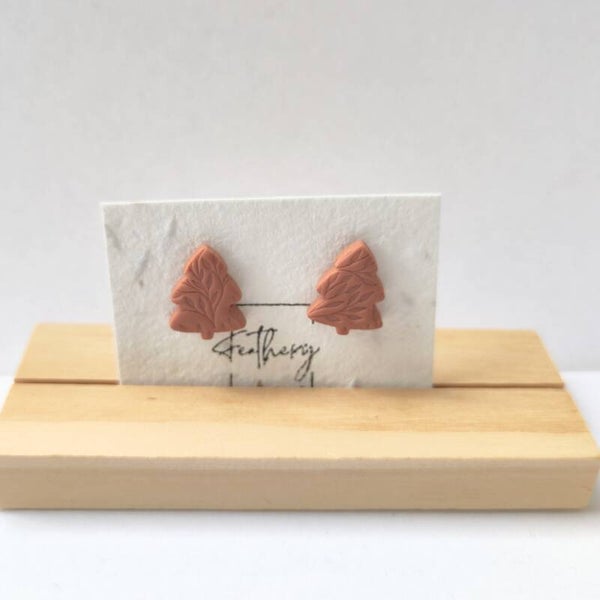 Kerstboom studs - dust pink leaves