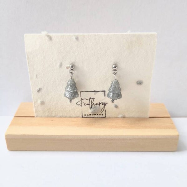 3D kerstboom mini - glitter zilver