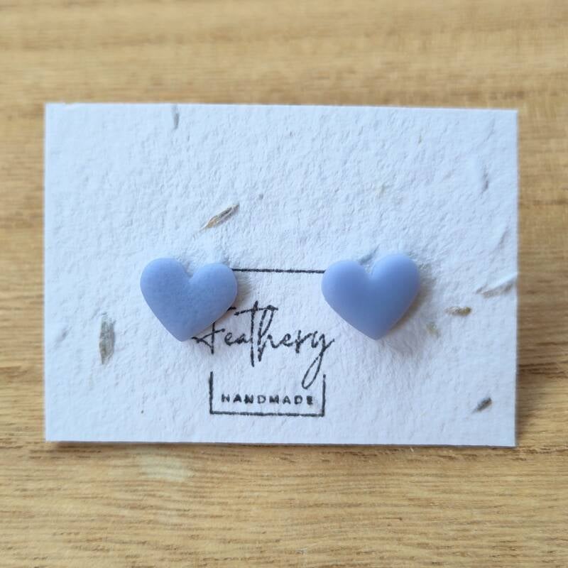 Hartjes studs pastel - pastel blauw