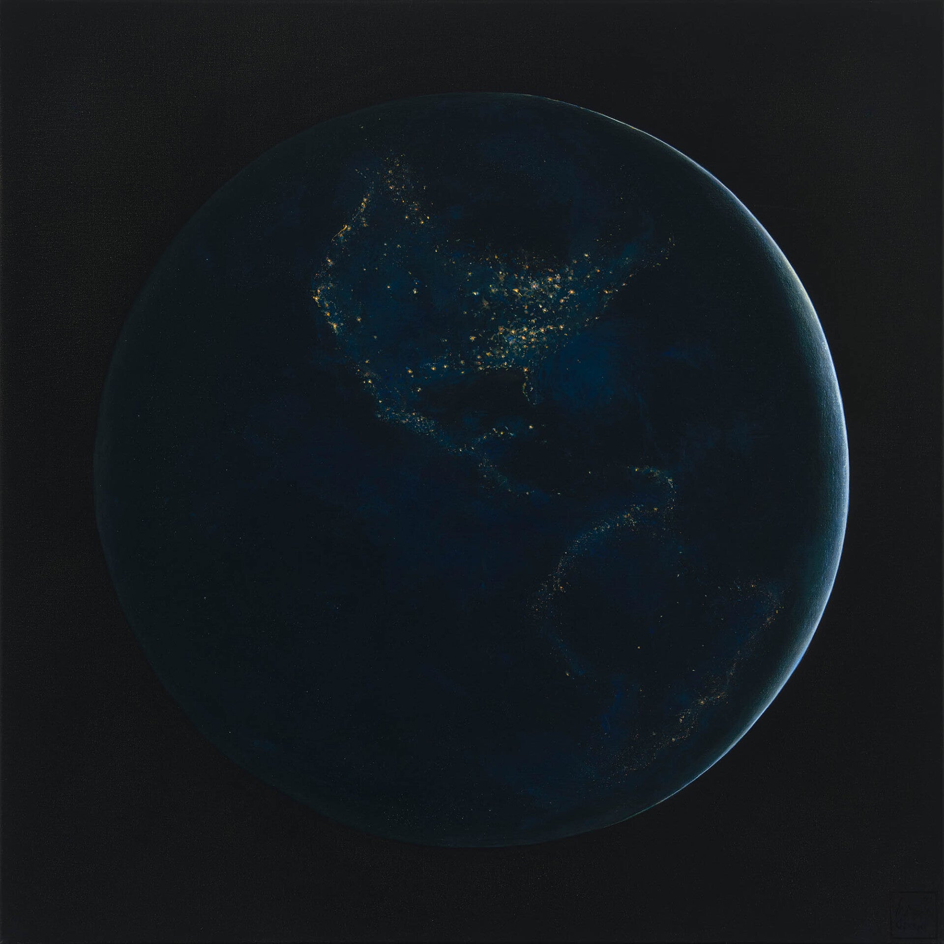 Night Grid by Nique Stap, olieverf op linnen 100 x 100 cm