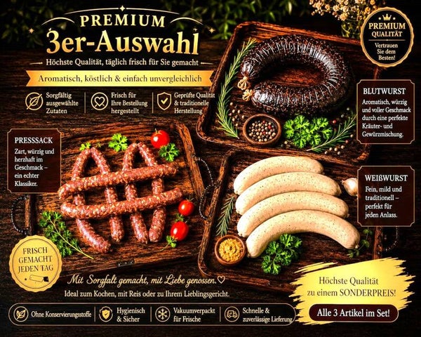 Hausgemachte Pfefferbeißer - Blutwurst im Ring 320g -  4 Bratwürste
