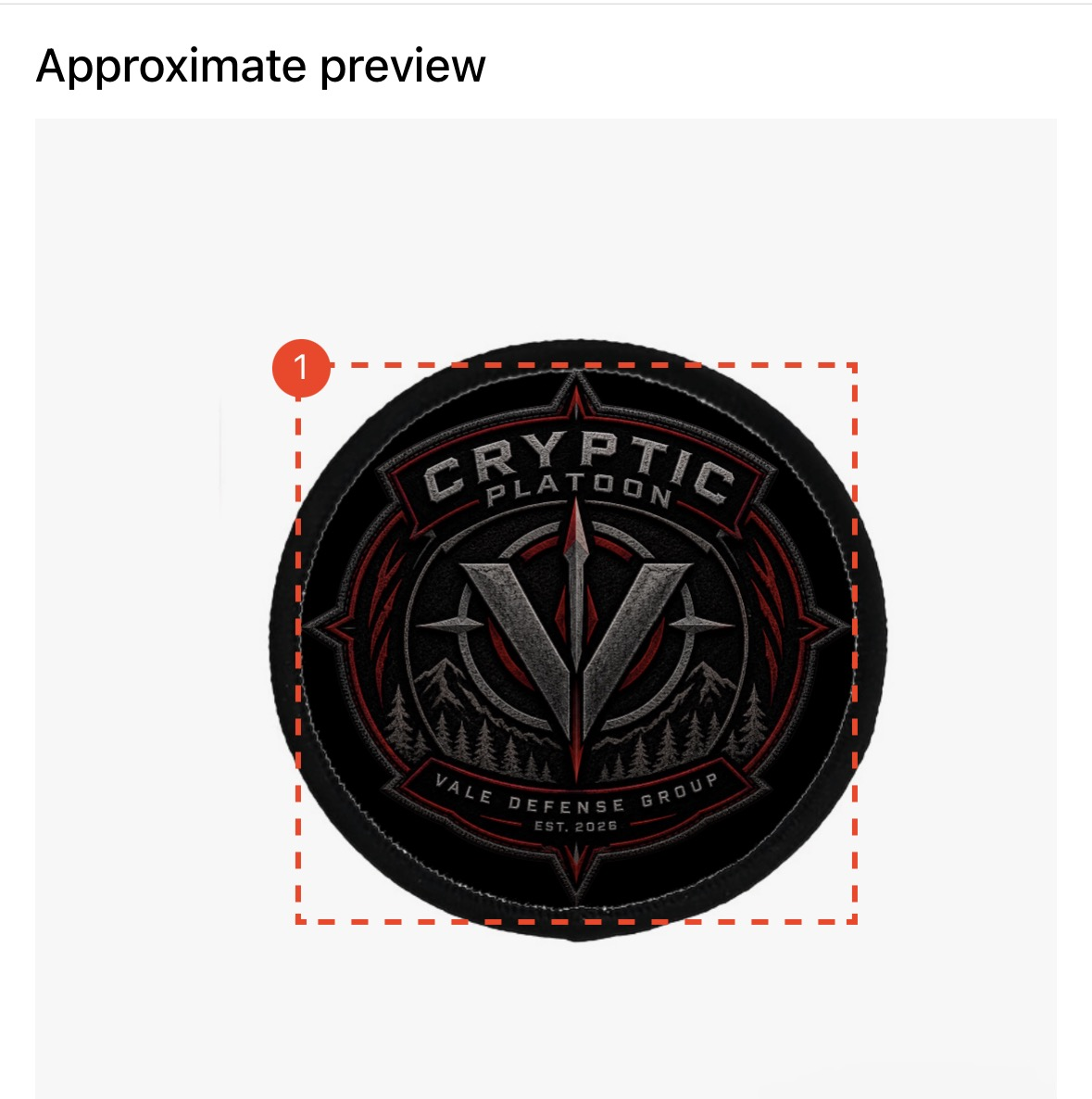 Vale Defence Group Custom Patch Cryptic Platoon