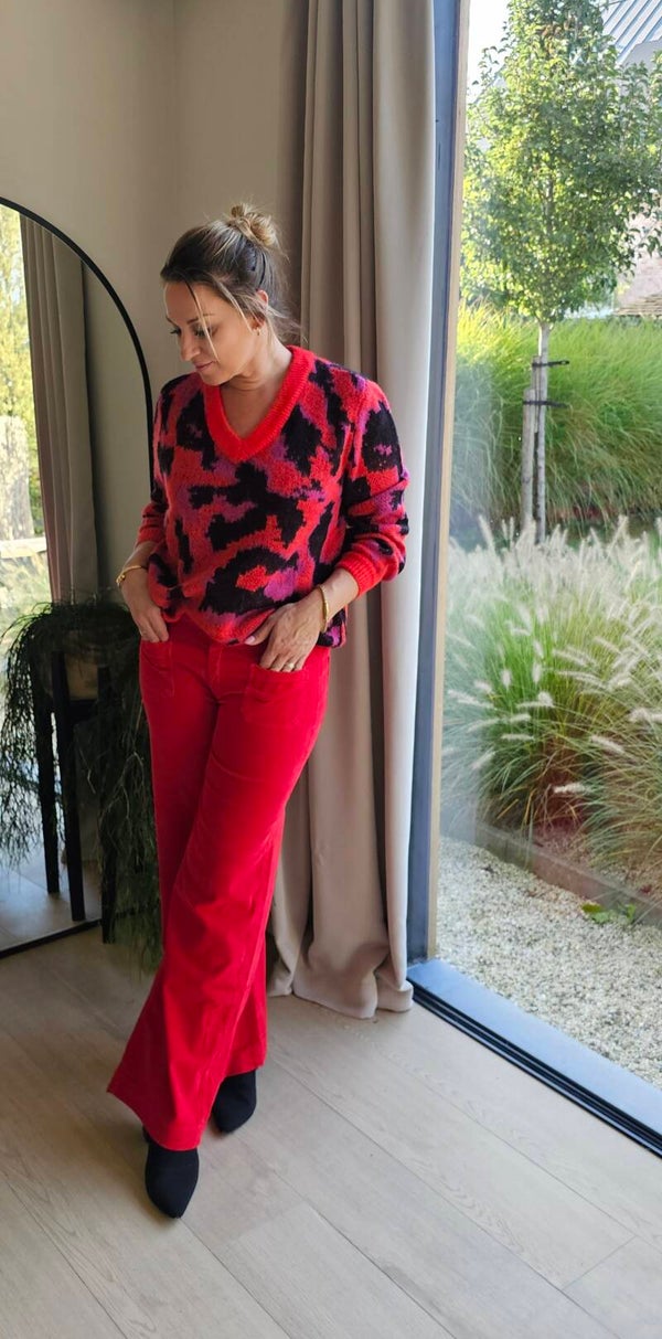 Idron Velour Broek Red