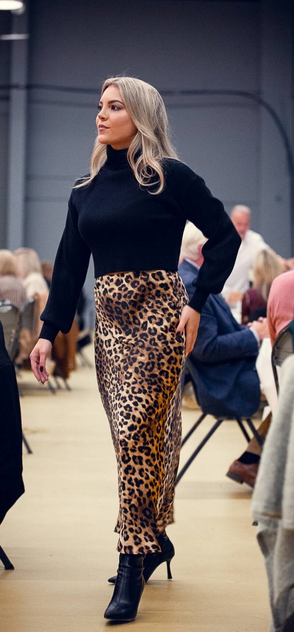 Satin Leopard Skirt