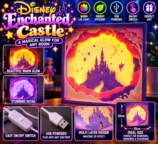 ✨ Disney Enchanted Castle LED Light Box – Magical 3D Fairy-Tale Night Light 🏰