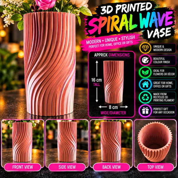 3D-printed Spiral Wave Vase!