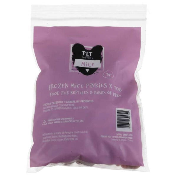 PLT Frozen Mice Pinkies 1g+ 100 Pack