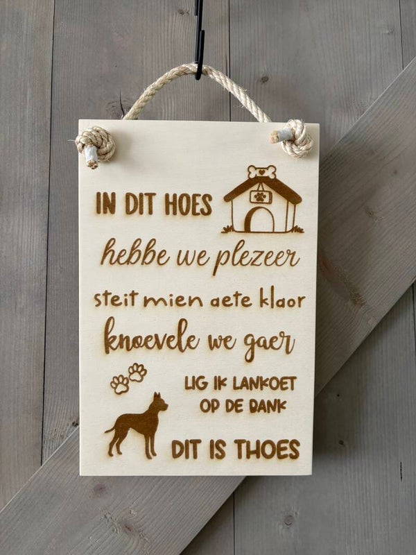 Houten tekstbord hond of kat