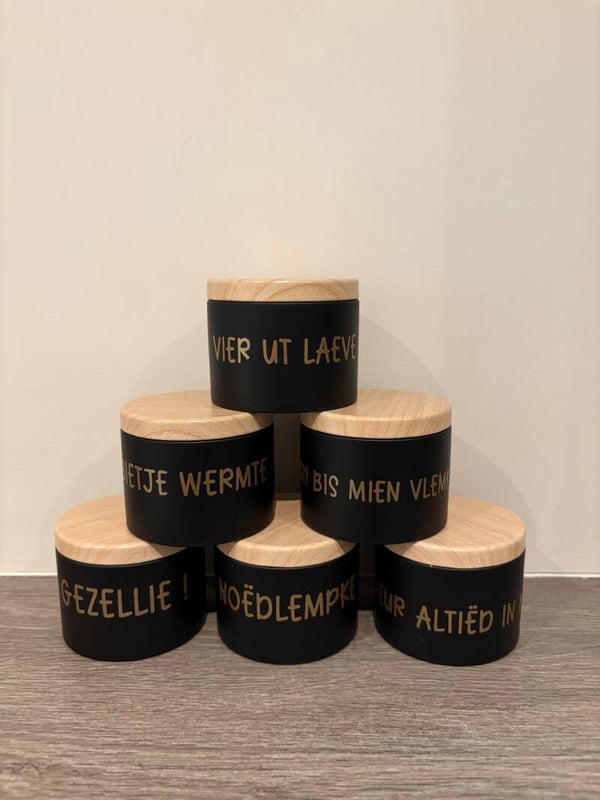 Kaarsblikjes met tekst