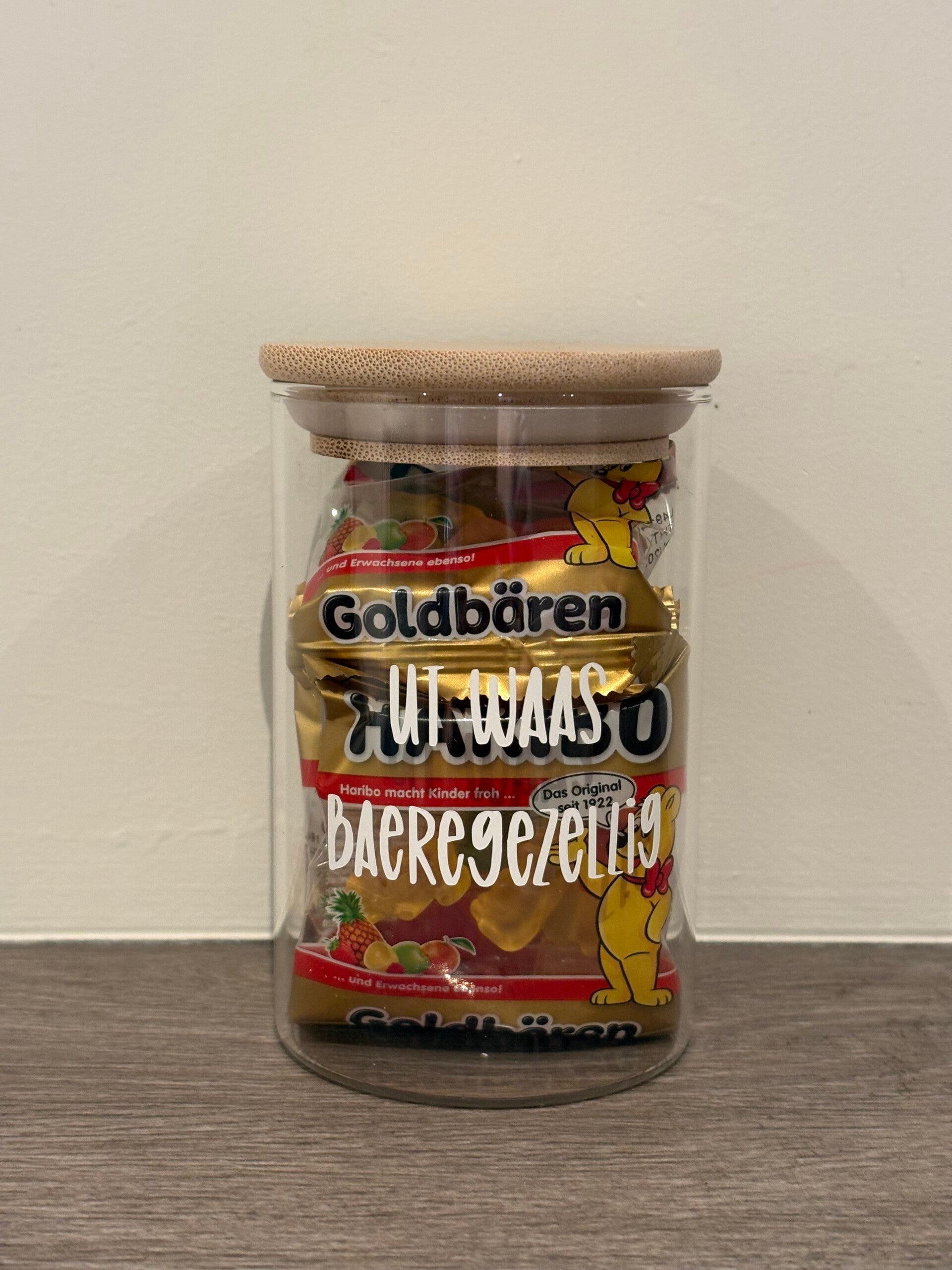 Snoep- en snackpotjes van glas met Venlose tekst