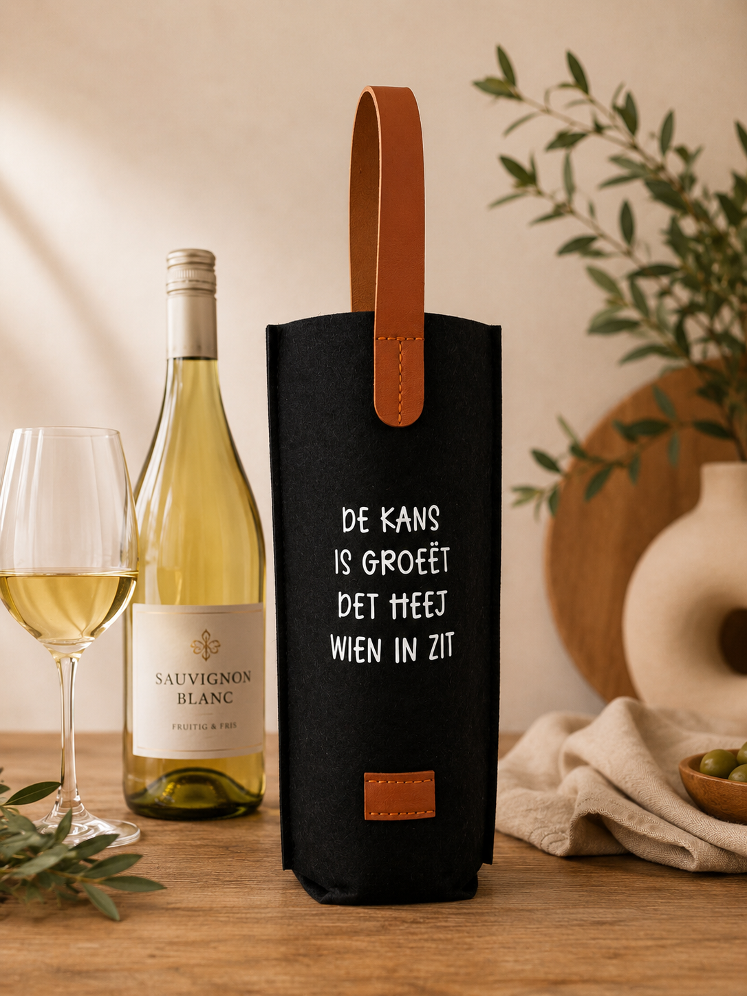 Cadeautas fles wijn