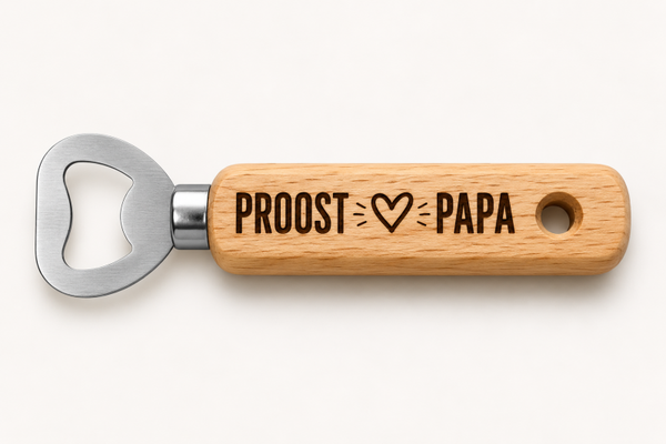 Houten Bieropener – “Proost Papa”