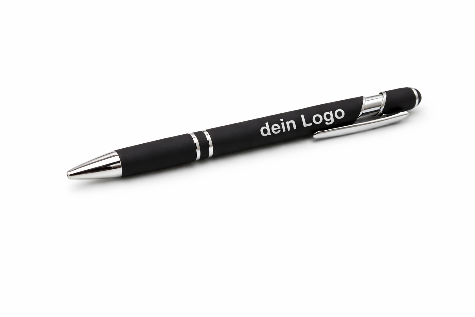 Personalisierter Kugelschreiber Schwarz aus Metall mit Touchpen-Funktion