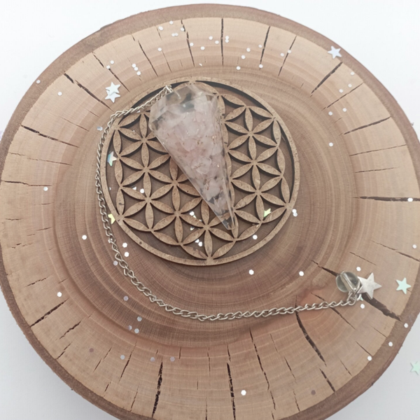 ✨ Pendule orgonite en quartz rose🌙