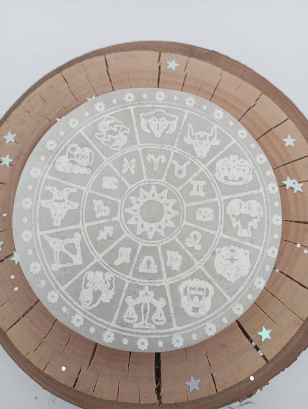 🌿Disque de Sélénite Signes astrologiques. Sommeil- apaisement du système nerveux- bien etre🌿