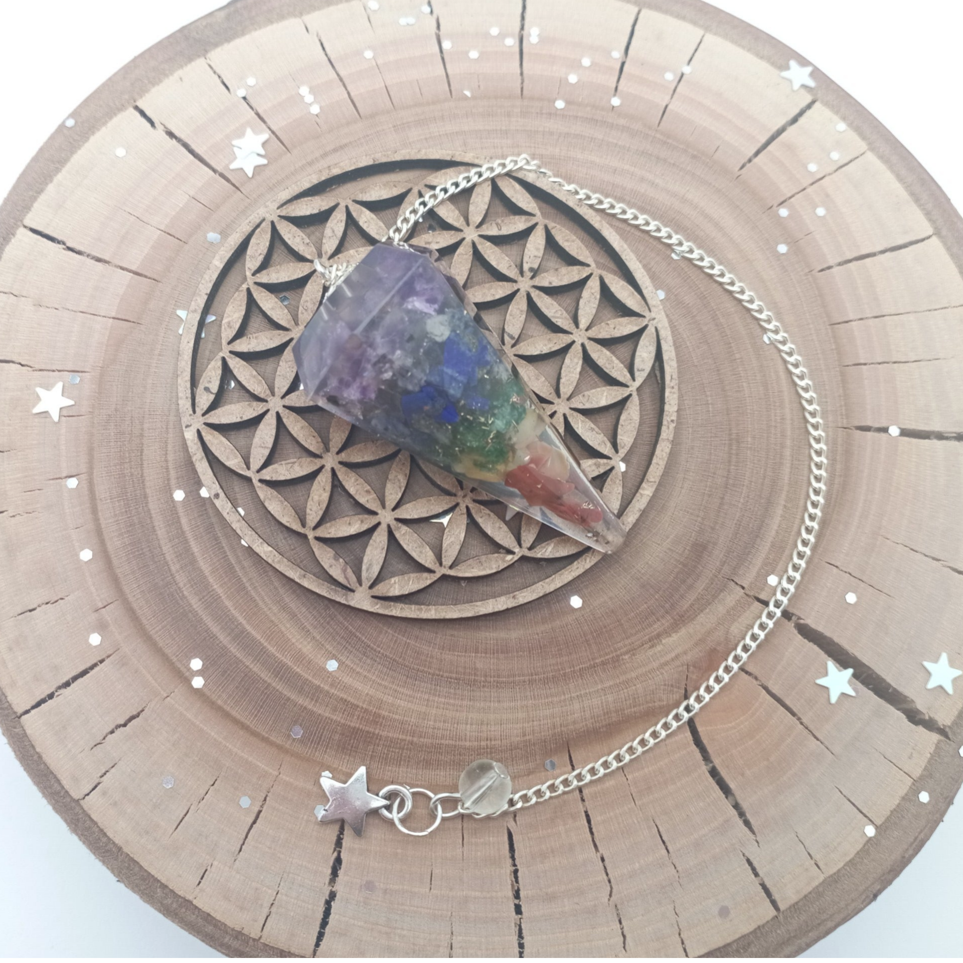✨ Pendule orgonite en 7 chakras🌙