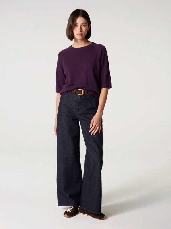 ABSOLUT CASHMERE LEANA KNIT HEATHER PLUM