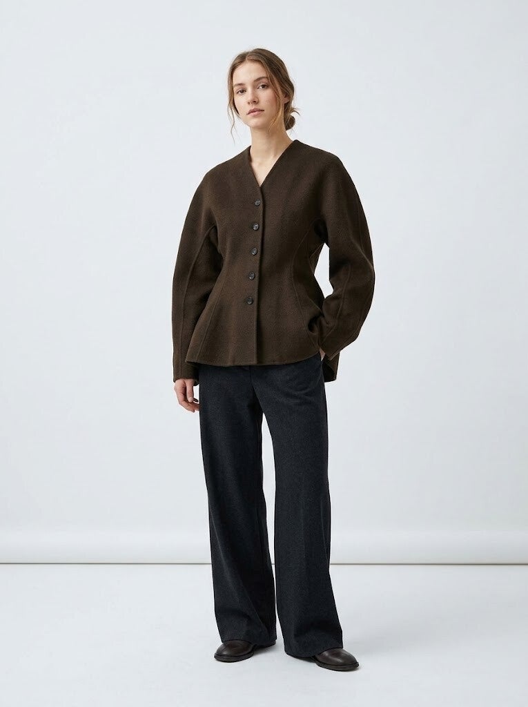 CHRISTIAN AKS NADINA WOOL JACKET DARK BROWN