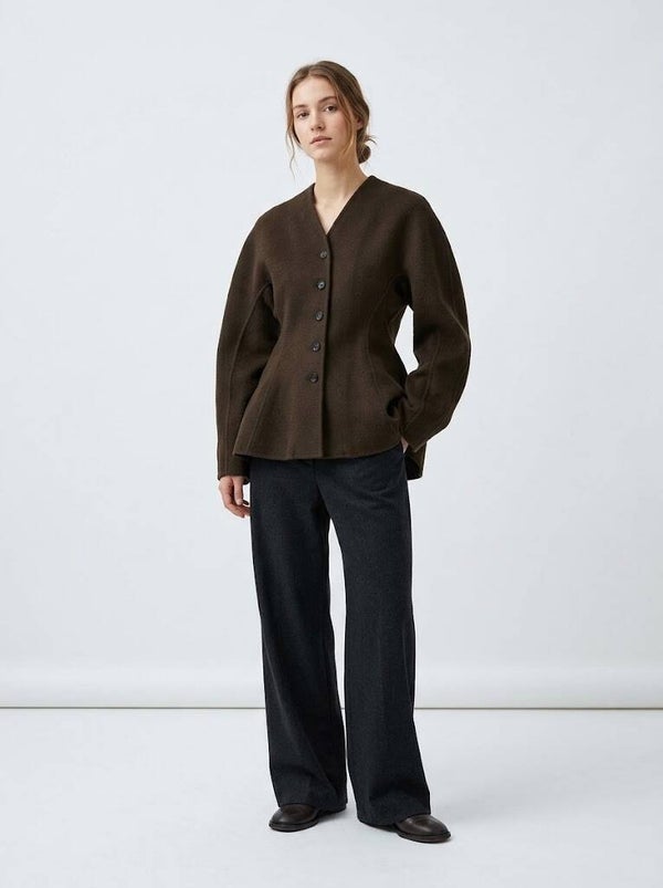 CHRISTIAN AKS NADINA WOOL JACKET DARK BROWN