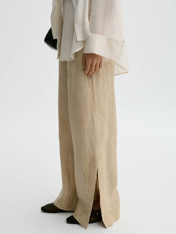 BY MALENE BIRGER MICHELLE LINEN TROUSERS OLD BEIGE