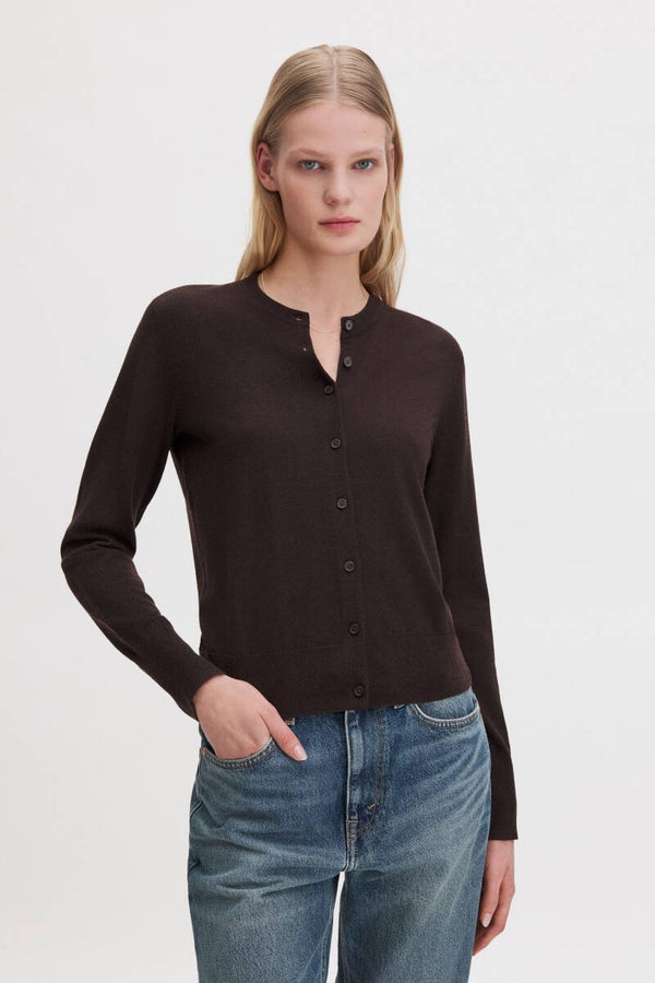 FILIPPA K MERINO SHORT CARDIGAN DARK CHOCOLATE