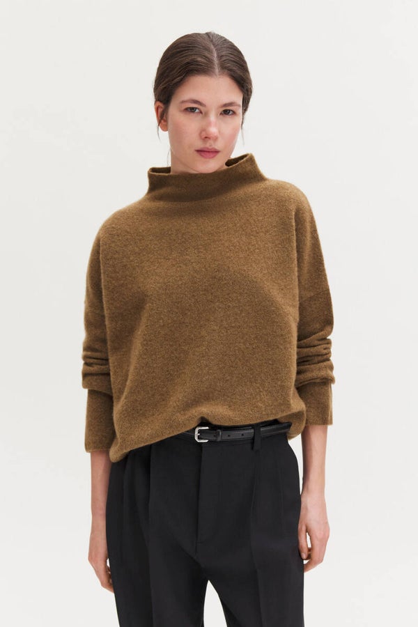 FILIPPA K MIKA YAK FUNNELNECK SWEATER MID BROWN