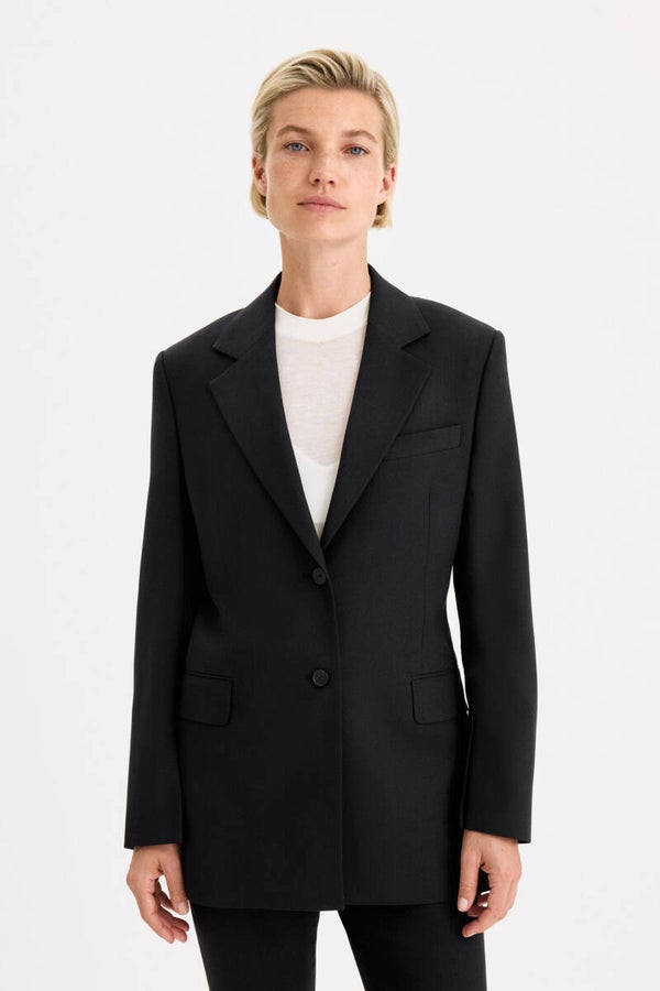 FILIPPA K SLIT COOL WOOL BLAZER BLACK