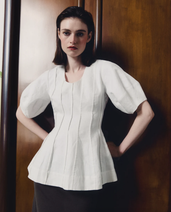 CHRISTIAN AKS MIKA LINEN TOP WHITE