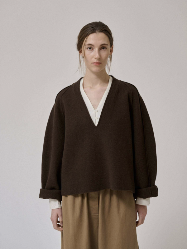 ANNE-MI EA V-NECK JUMPER DEMITASSE