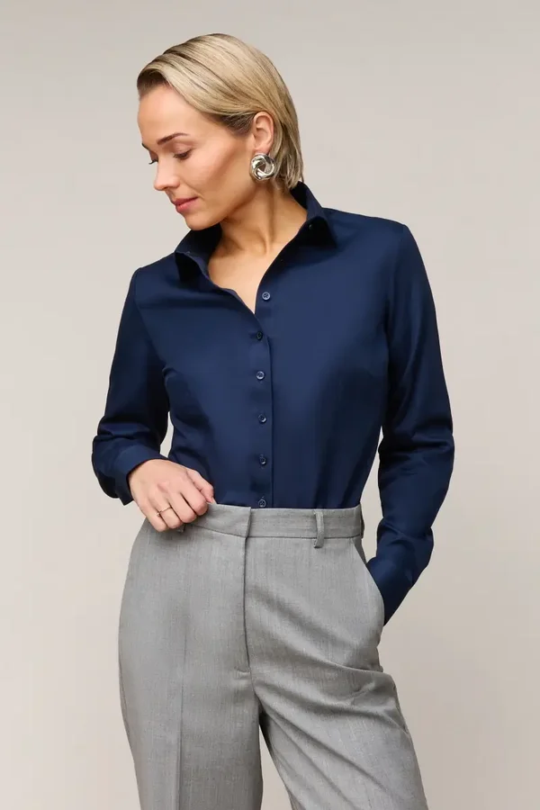 VANDER AMSTERDAM SLIM FIT BLOUSE NAVY