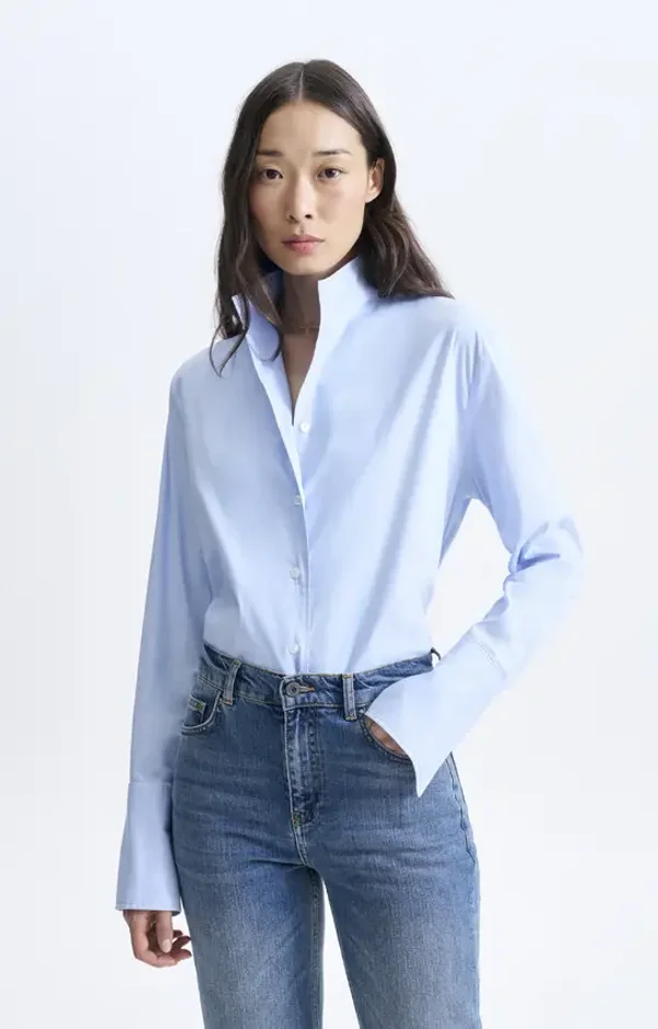 VANESSA BRUNO HUGO STRIPE BLOUSE CIEL