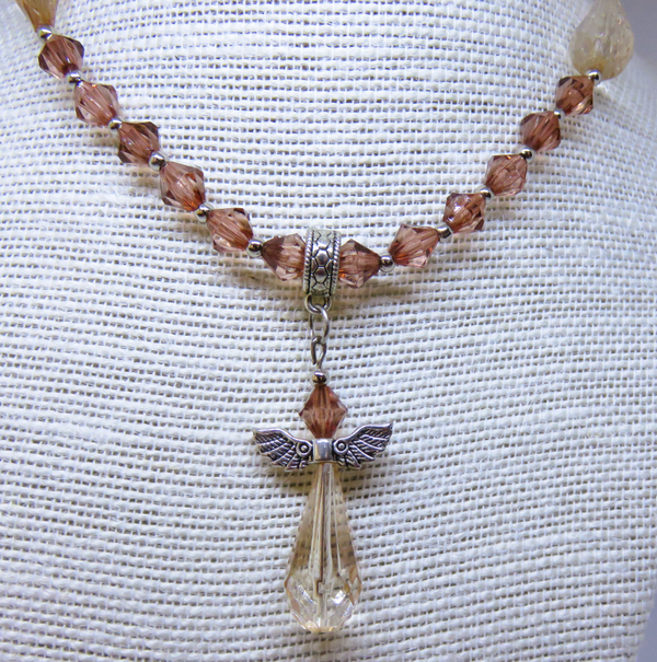 Acrylperlen-Kette mit Schutzengel