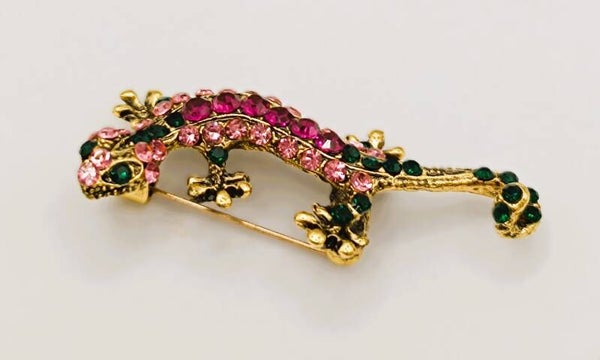 Gecko golden mit Strasssteinen